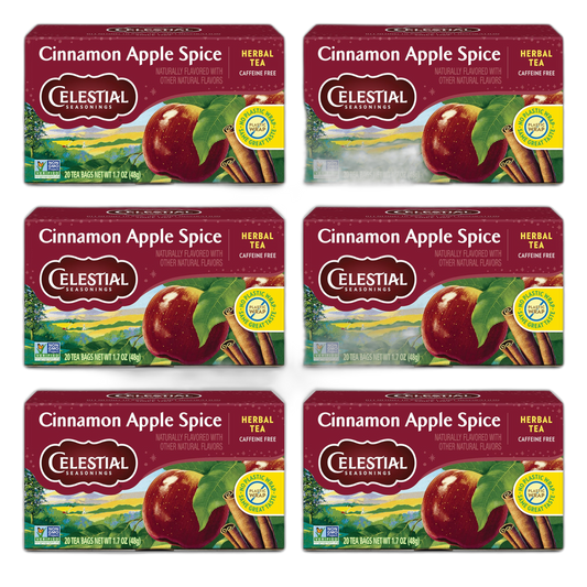Celestial Seasonings Cinnamon Apple Spice Herbal Tea, Caffeine Free, 20 Tea Bags Box (Pack of 6)