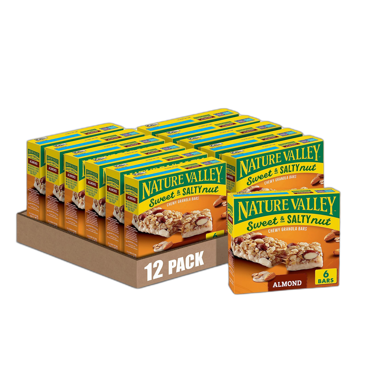 Nature Valley Granola Bars, Sweet and Salty Nut, Almond, 6 Bars, 7.2 OZ (Pack of 12)