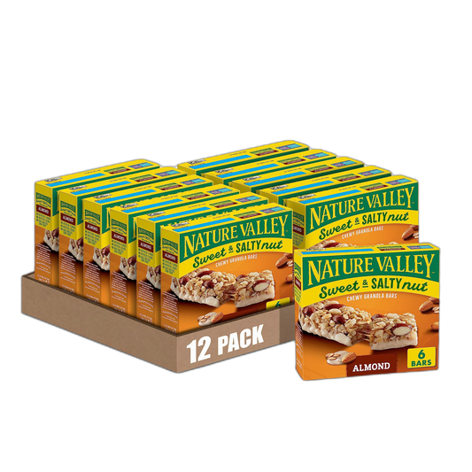 Nature Valley Granola Bars, Sweet and Salty Nut, Almond, 6 Bars, 7.2 OZ (Pack of 12)