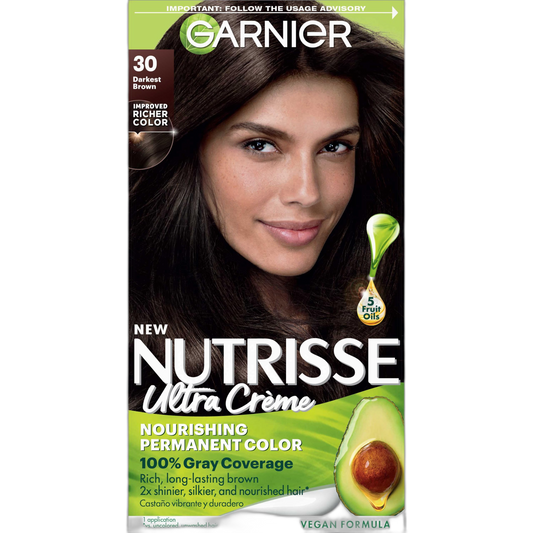 Garnier Nutrisse Nourishing Hair Color Creme, 30 Darkest Brown (Sweet Cola) (Packaging May Vary)