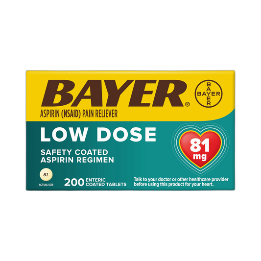 Bayer Aspirin Regimen , 81mg Enteric Coated Tablets, Pain Reliever/Fever Reducer, 200 Count