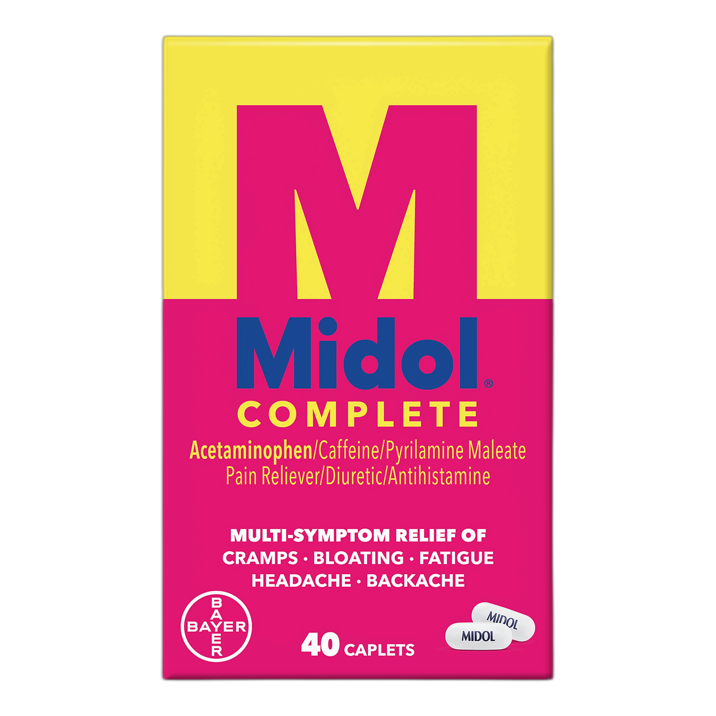 Midol Complete Menstrual Pain Relief Caplets, 40 Count - Provides Cramp, Headache, and Bloating Relief