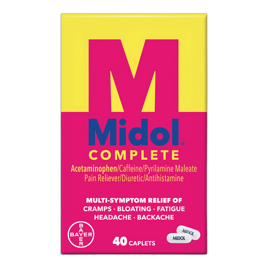Midol Complete Menstrual Pain Relief Caplets, 40 Count - Provides Cramp, Headache, and Bloating Relief