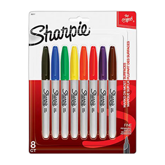 Sharpie Permanent Markers, Fine Point, 8 Pack, Assorted Colors (30217PP)