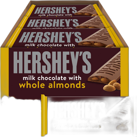 HERSHEY'S Milk Chocolate with Whole Almonds Candy Bars, 1.45 oz (36 Count)