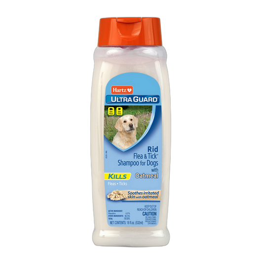 Hartz UltraGuard Rid Flea & Tick Oatmeal Dog Shampoo, 18 oz Bottle