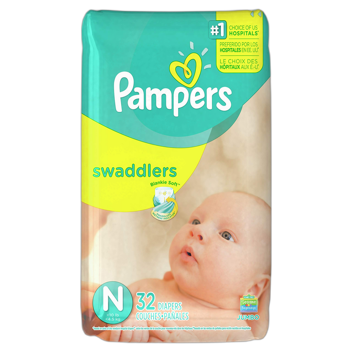 Pampers Swaddlers Diapers Size N Jumbo Pack 32 ct