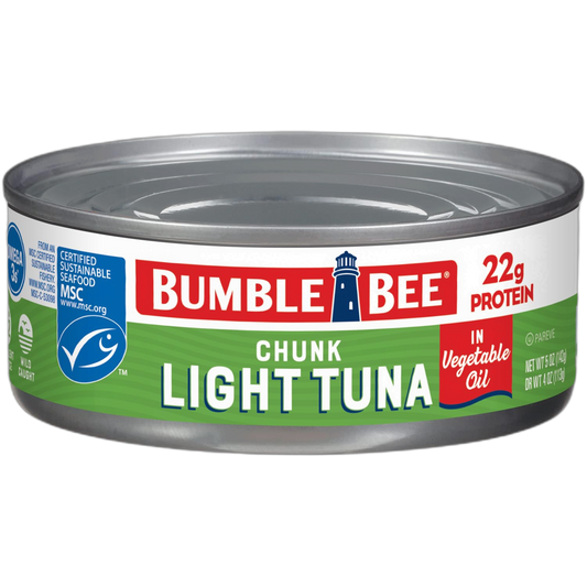 Bumble Bee Chunk Light Tuna In Oil, 5 oz Can - Wild Caught Skipjack Tuna - 22g Protein Per Serving - MSC Certified Sustainable Seafood, Non-GMO, Gluten Free, Kosher