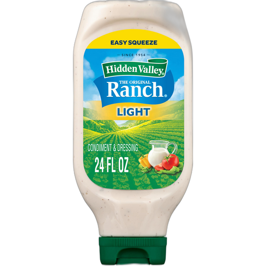 Hidden Valley Light Ranch Condiment and Dressing, Easy Squeeze Bottle, 24 Fl Oz (Package May Vary)