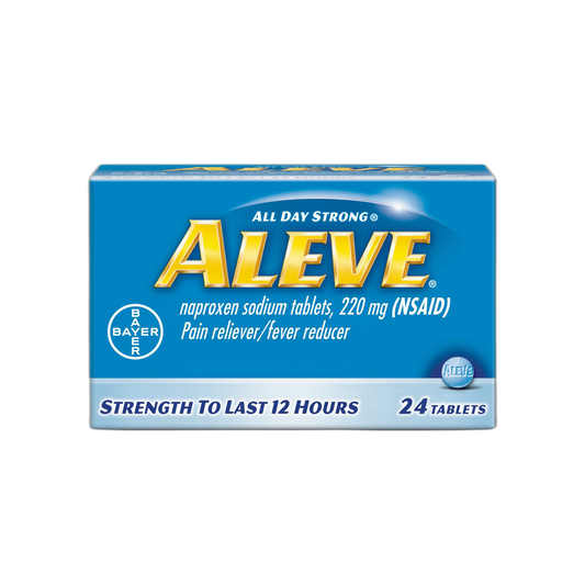 Aleve Tablets with Naproxen Sodium, 220mg (NSAID) Pain Reliever/Fever Reducer, 24 Count, Blue