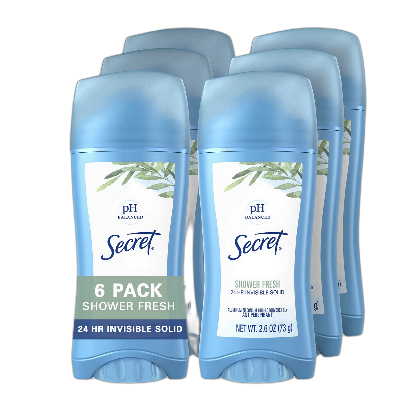 Secret Antiperspirant Deodorant Women, Shower Fresh Scent, Invisible Solid 2.6 Oz (Pack of 6)