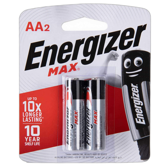 Energizer MAX Alkaline Batteries, AA, 2 Batteries/Pack
