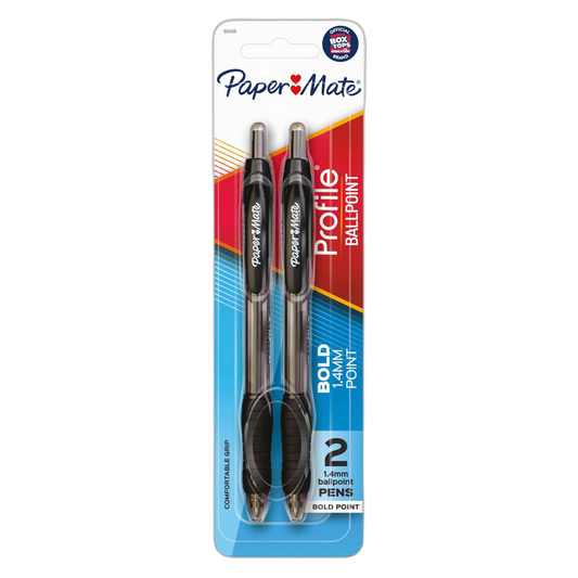 Paper Mate® Profile Retractable Ballpoint Pens, Bold (1.4mm), Black, 2 Count