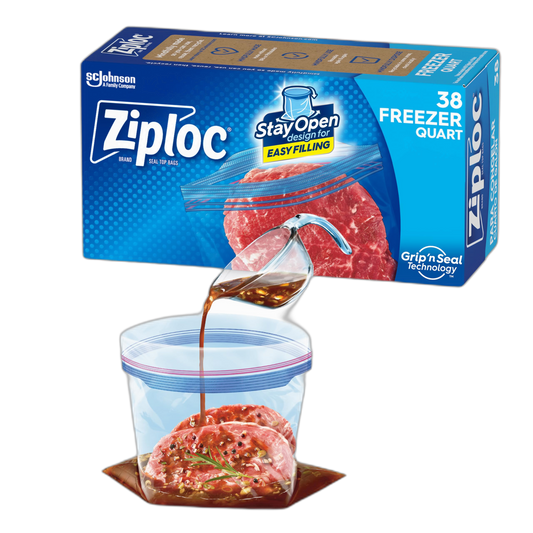 Ziploc Quart Food Storage Freezer Bags, New Stay Open Design with Stand-Up Bottom, Easy to Fill, 38 Count