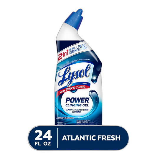 Lysol Power Toilet Bowl Cleaner Gel, For Cleaning and Disinfecting, Stain Removal, 24oz