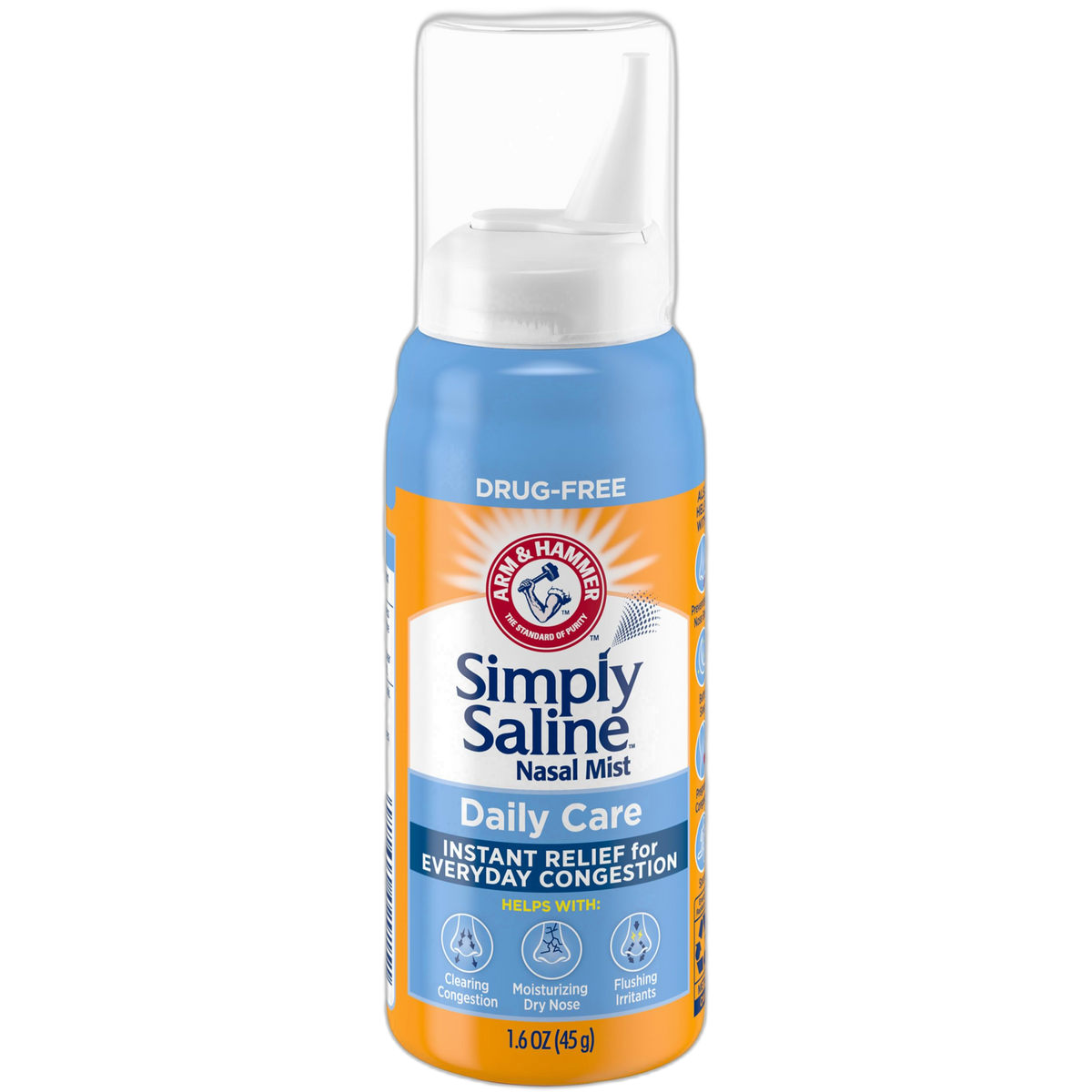 ARM & HAMMER Simply Saline Nasal Care Daily Mist 1.6oz – Instant Relief for Every Day Congestion – One 1.6oz Bottle