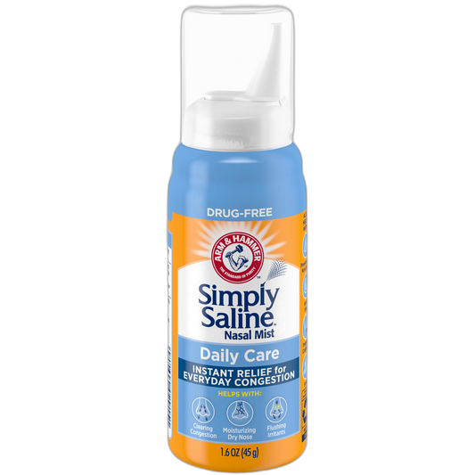 ARM & HAMMER Simply Saline Nasal Care Daily Mist 1.6oz – Instant Relief for Every Day Congestion – One 1.6oz Bottle