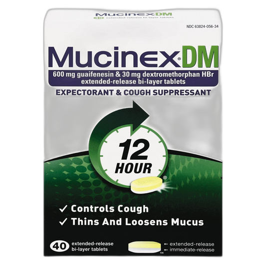 Mucinex DM 12-Hour Expectorant and Cough Suppressant Tablets, 40 ct