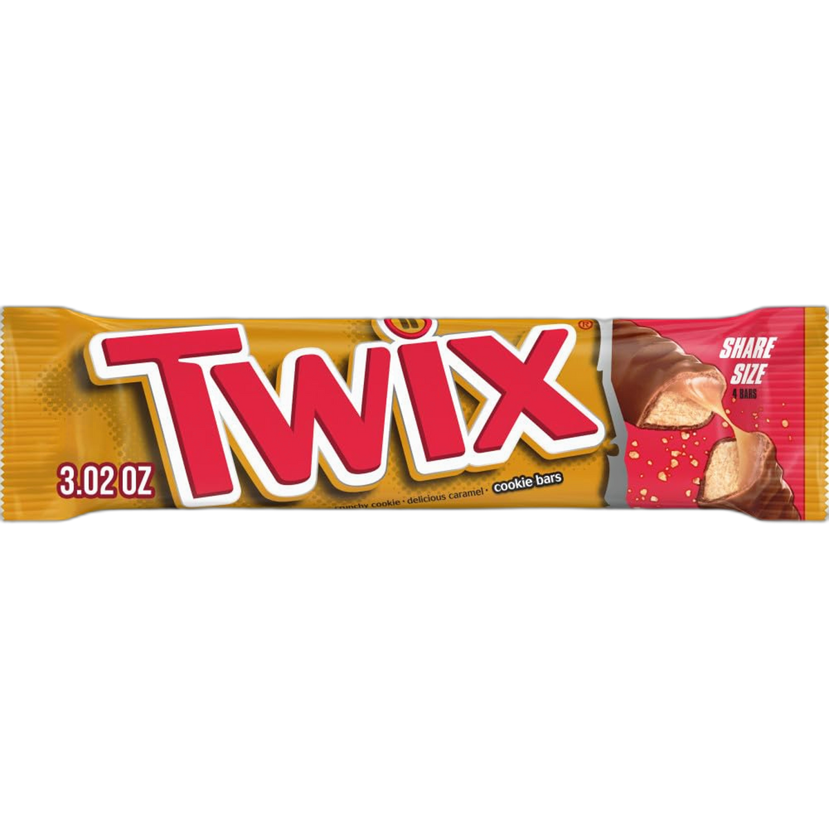 TWIX Milk Chocolate Caramel Cookie Candy Bars, Share Size, 3.02 Oz