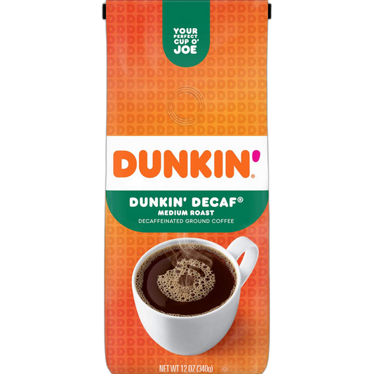 Dunkin' Original Blend Medium Roast Decaf Ground Coffee, 12 Ounce