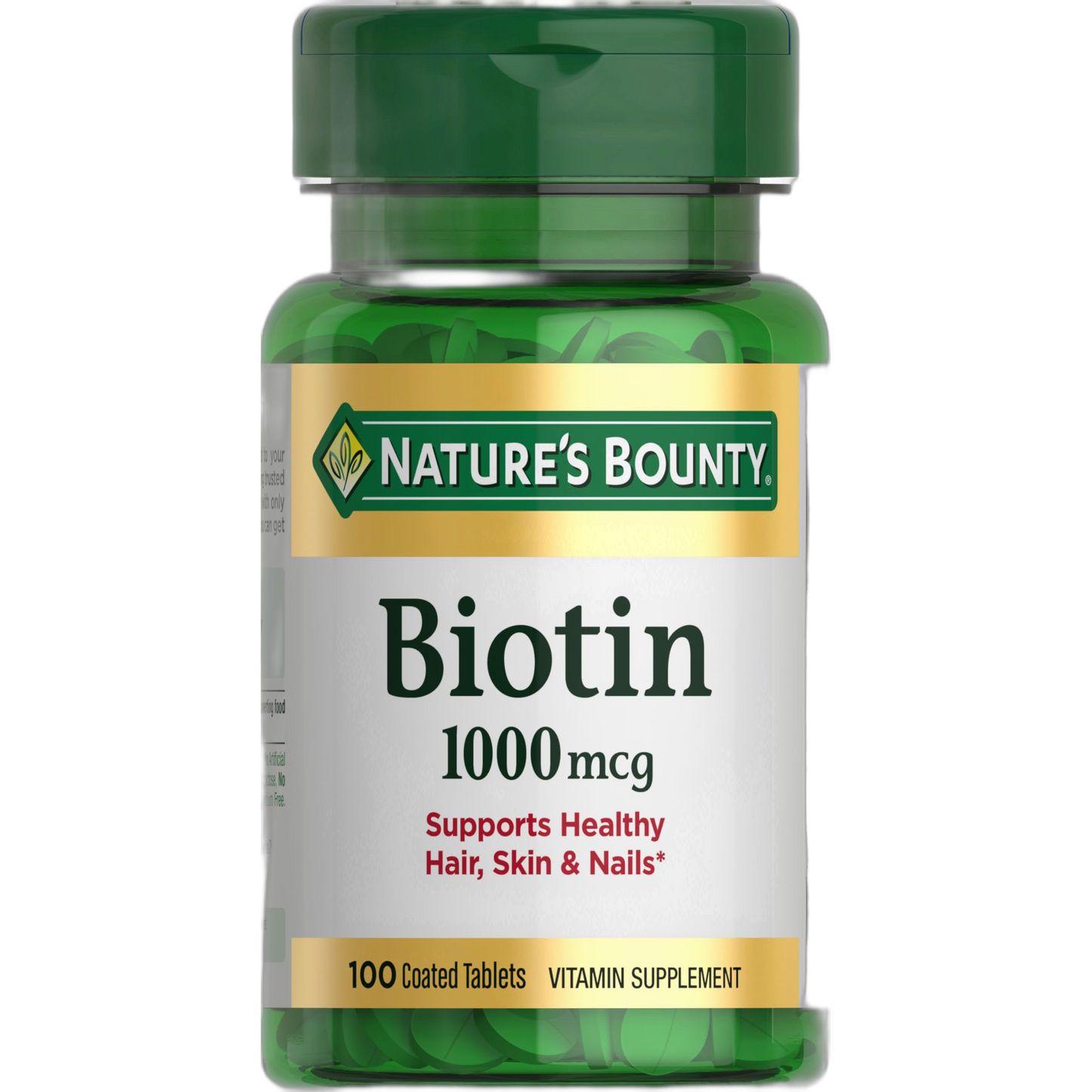 Biotin by Nature's Bounty, Vitamin Supplement, Supports Metabolism for Cellular Energy and Healthy Hair, Skin, and Nails, 1000 mcg, 100 Tablets