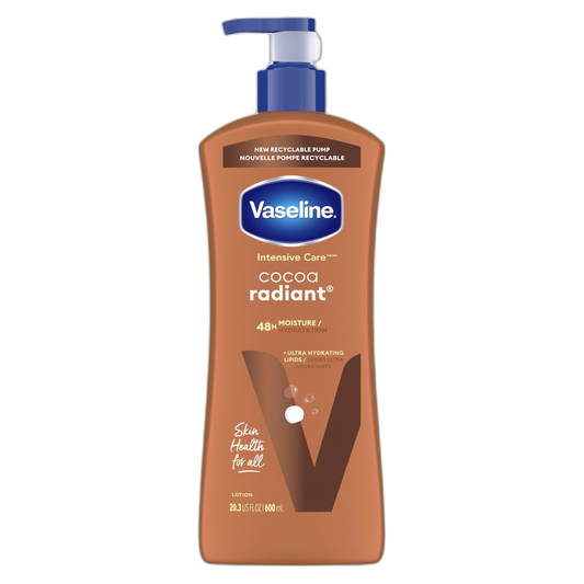 Vaseline Intensive Care Body Lotion Cocoa Radiant for Dry Skin Lotion Made with Ultra-Hydrating Lipids and Pure Cocoa Butter for a Long-Lasting, Radiant Glow 20.3 oz