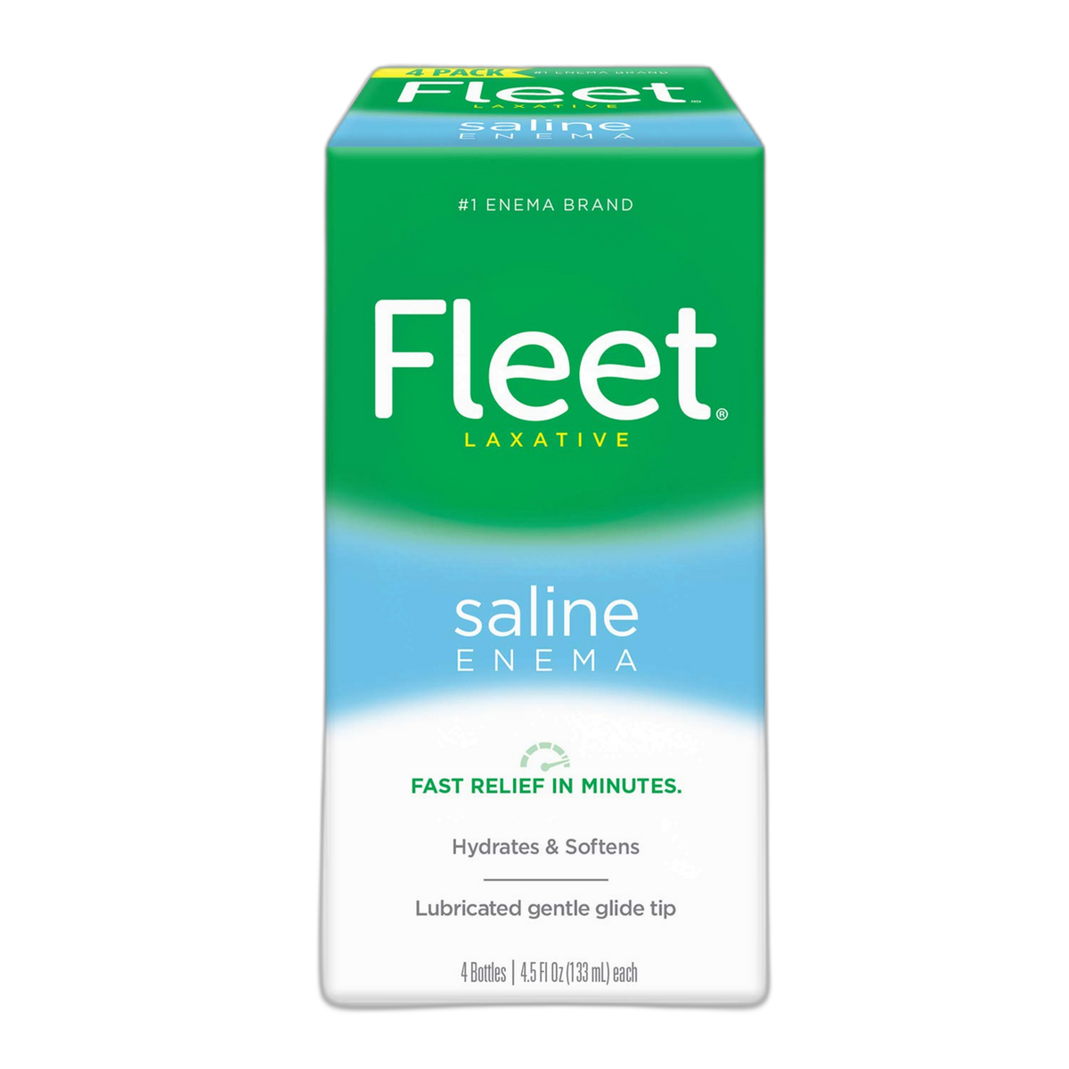 Fleet Laxative Saline Enema for Adult Constipation, 4.5 fl oz, 4 Bottles