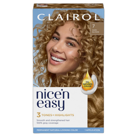 Clairol Nice'n Easy Permanent Hair Dye, 7 Dark Blonde Hair Color, Pack of 1