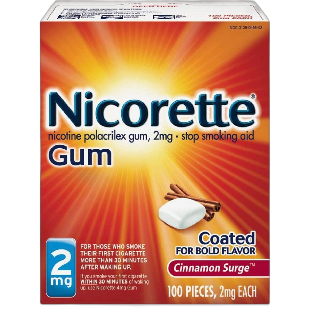 Nicorette Stop Smoking Aid Cinnamon Surge Gum, 2 mg - 100 Each