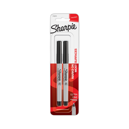 Sharpie 37161PP Permanent Markers, Ultra Fine Point, Black, 2 Count