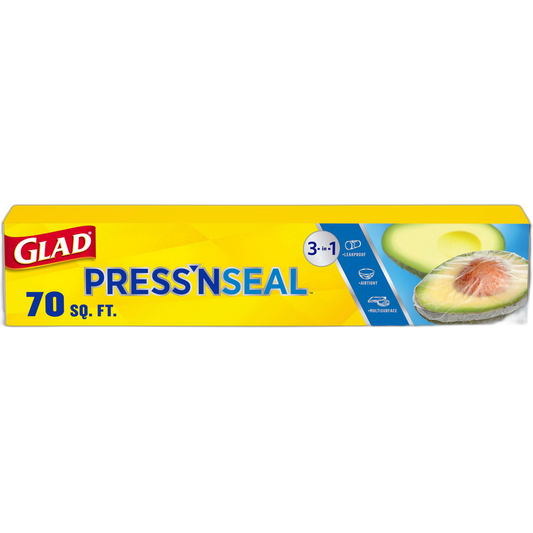 Glad Press'N Seal Plastic Wrap for Food, Griptex Technology, 70 Square Foot Roll (Pack of 1)