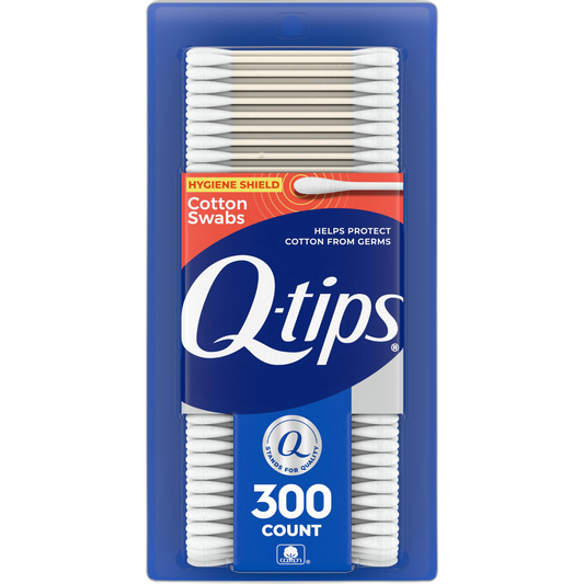 Q-tips Cotton Swabs, Hygiene Shield, For First Aid, Beauty and Baby, 100% Cotton, 300 Count
