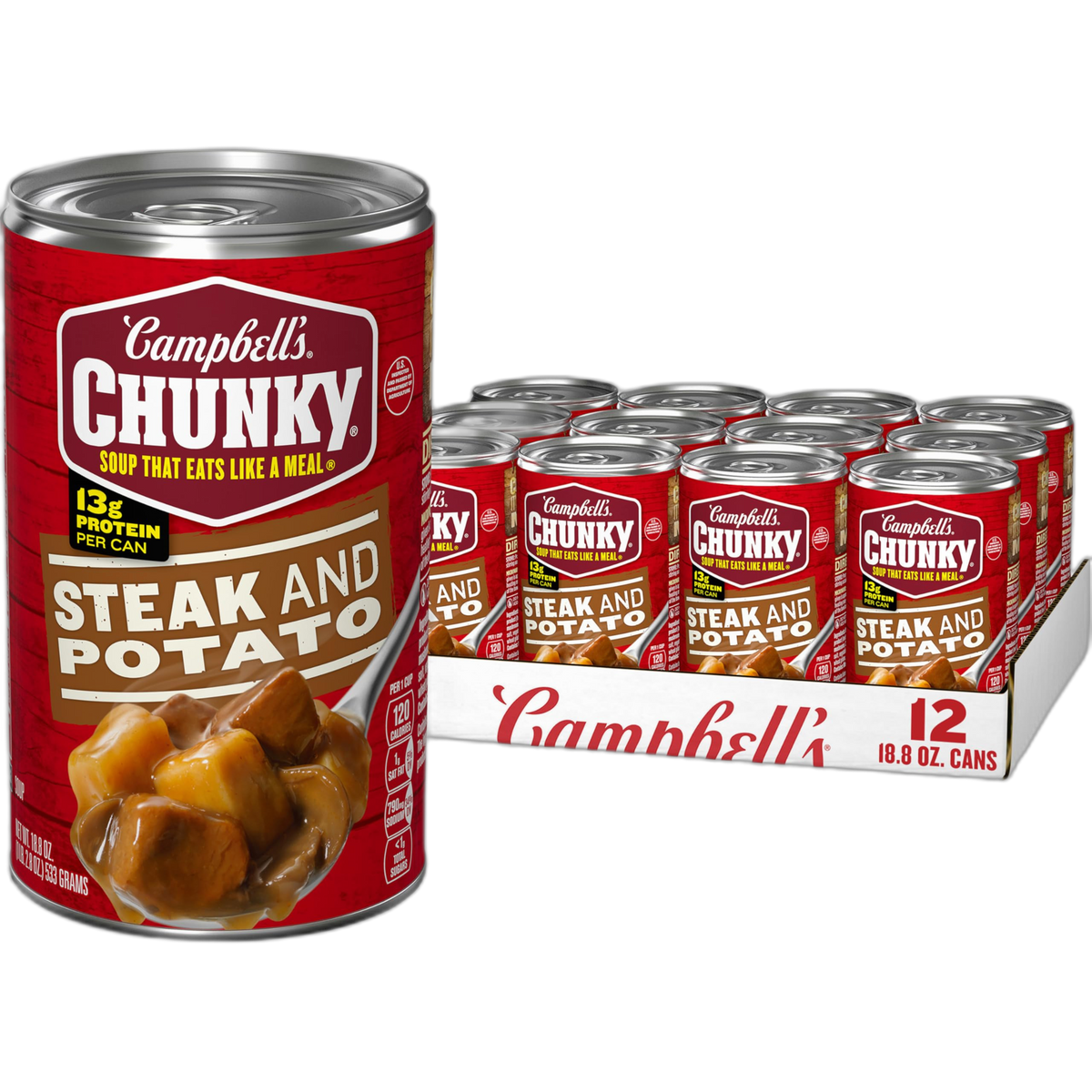 Campbell’s Chunky Soup, Steak and Potato Soup, 18.8 Ounce Can (Pack of 12)