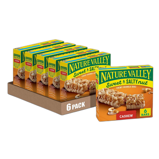 Nature Valley Granola Bars, Sweet and Salty Nut, Cashew, 6 Bars, 7.2 OZ (Pack of 6)