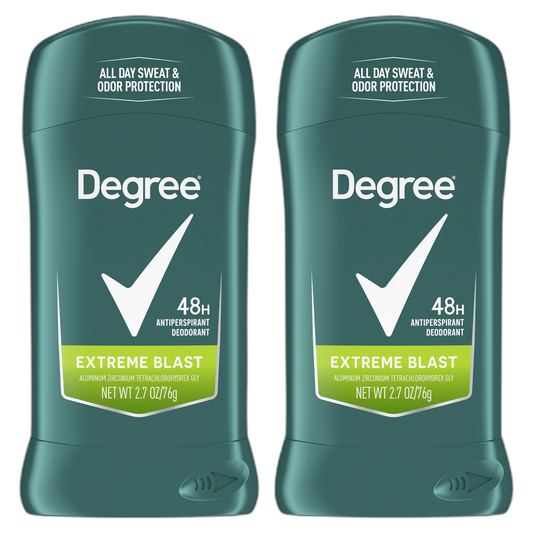 Degree Men Original Protection Antiperspirant Deodorant Extreme Blast Twin Pack 48-Hour Sweat and Odor Protection Antiperspirant For Men 2.7 oz