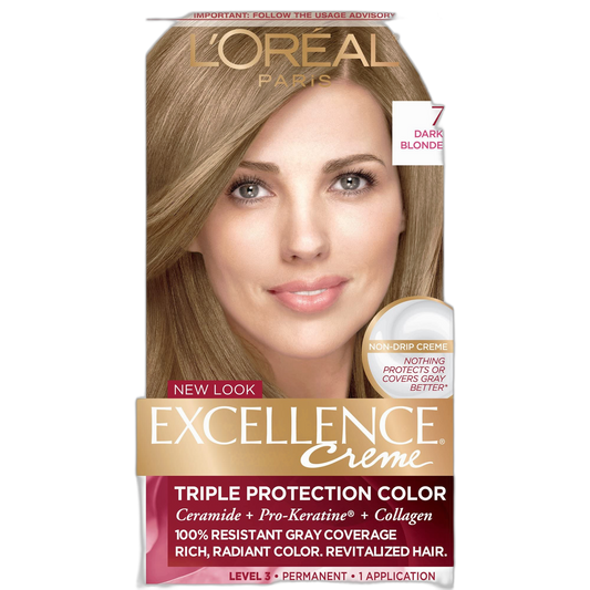 L'Oreal Excellence Triple Protection Color Creme, Dark Blonde/Natural 7 (Pack of 3)