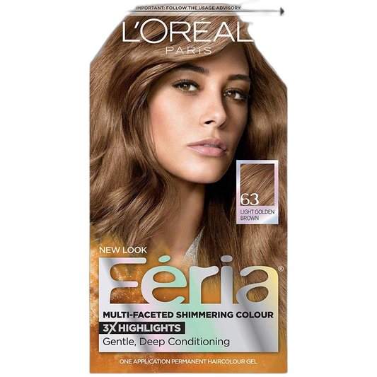 L'Oreal Paris Feria Multi-Faceted Shimmering Color, Light Golden Brown [63] 1 ea (Pack of 3)
