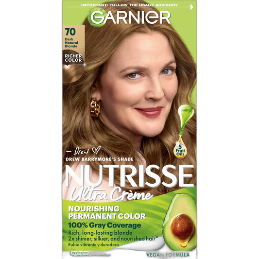 Garnier Hair Color Nutrisse Nourishing Creme, 70 Dark Natural Blonde (Almond Crème) Permanent Hair Dye, 1 Count (Packaging May Vary)