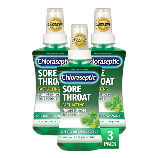 Chloraseptic Sore Throat Spray, Menthol, 6 fl oz, 3 Bottles