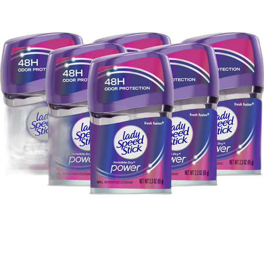 Lady Speed Stick Invisible Dry Power Antiperspirant Deodorant Gel for Women, Fresh Fusion - 2.3 ounce (6 Pack)