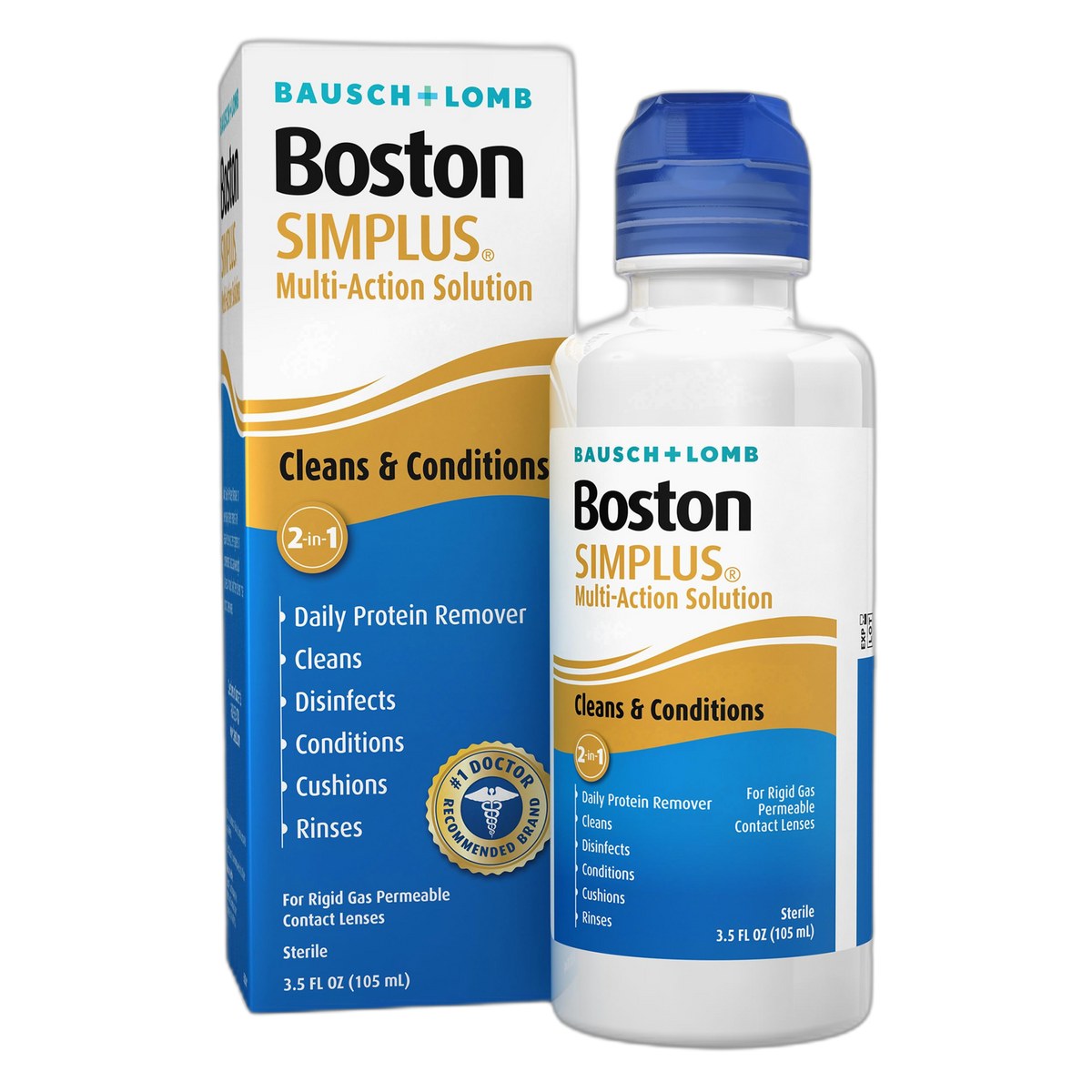Boston SIMPLUS Multi-Action Solution, Cleans & Conditions Rigid Gas Permeable (RGP) Lens, Daily Protein Remover, 3.5 Fl Oz