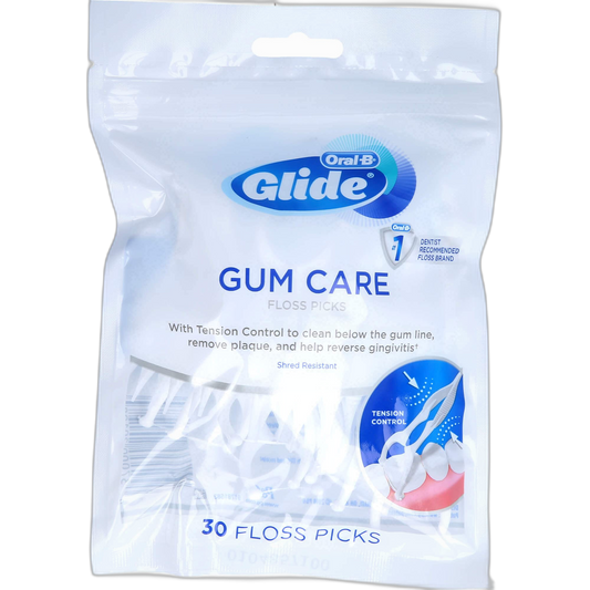 Oral-B Glide Gum Care Floss Picks, Multi, Unflavored, 30 Count (Pack of 1)
