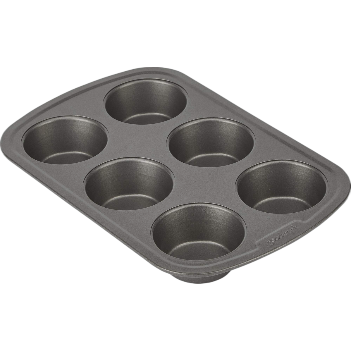 GoodCook Everyday Nonstick Steel Muffin Pan, 6 cup, Gray