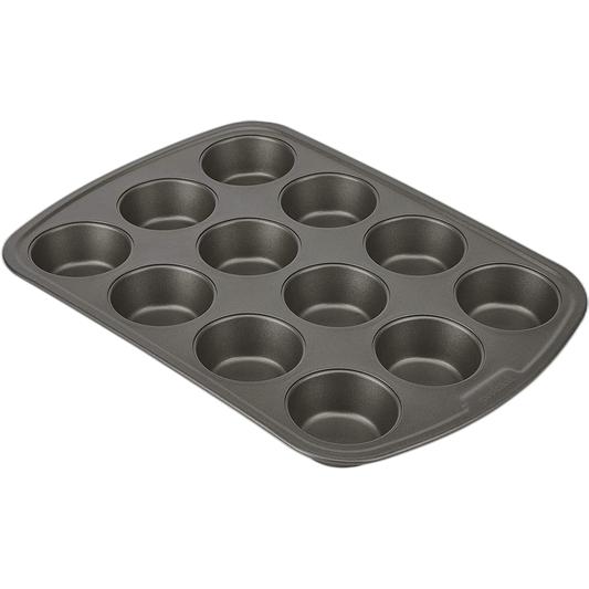 GoodCook Everyday Nonstick Steel Muffin Pan, 12 cup, Gray