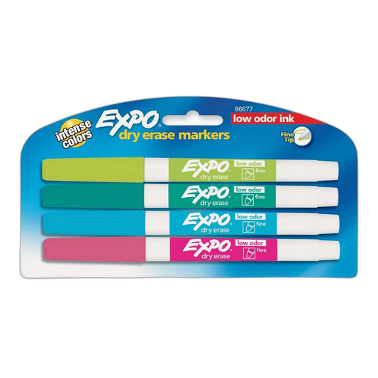 EXPO 86677 Dry-erase Markers, Fine Point, Nontoxic, 4/PK, Assorted