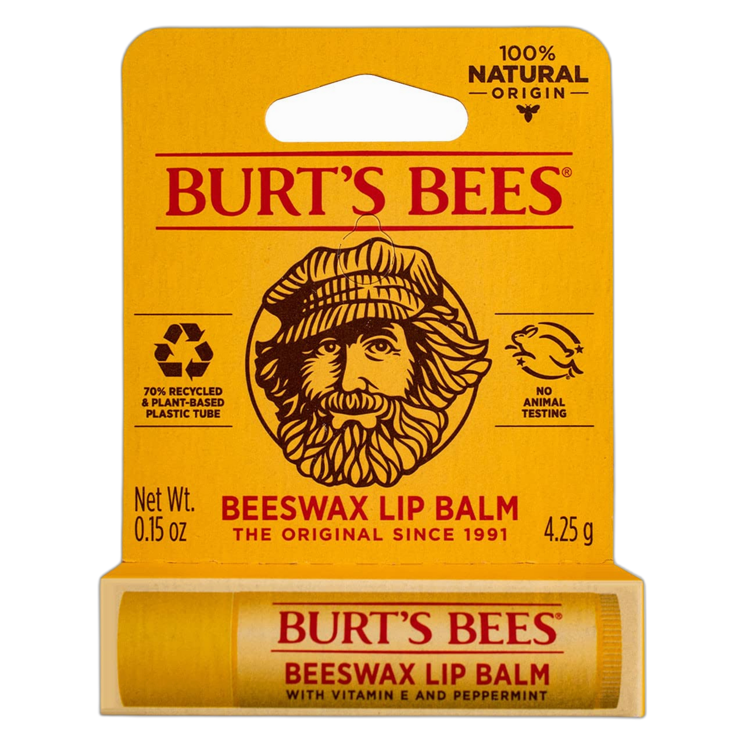 Burt's Bees Beeswax Lip Balm with Vitamin E & Peppermint 0.15 oz (Pack of 5)