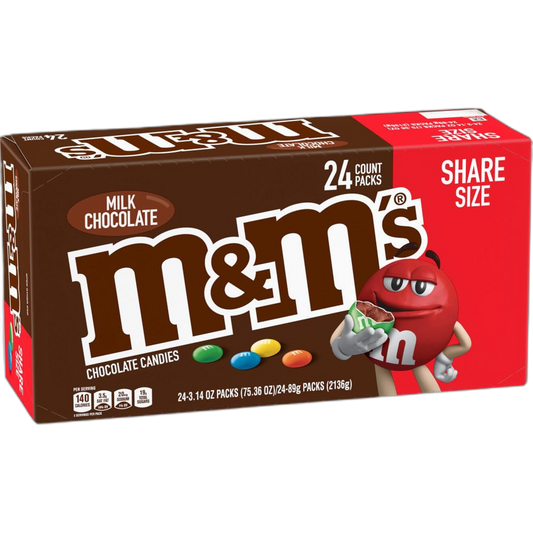 M&M'S Milk Chocolate Candy Sharing Size 3.14 Ounce (Pack of 24) Box