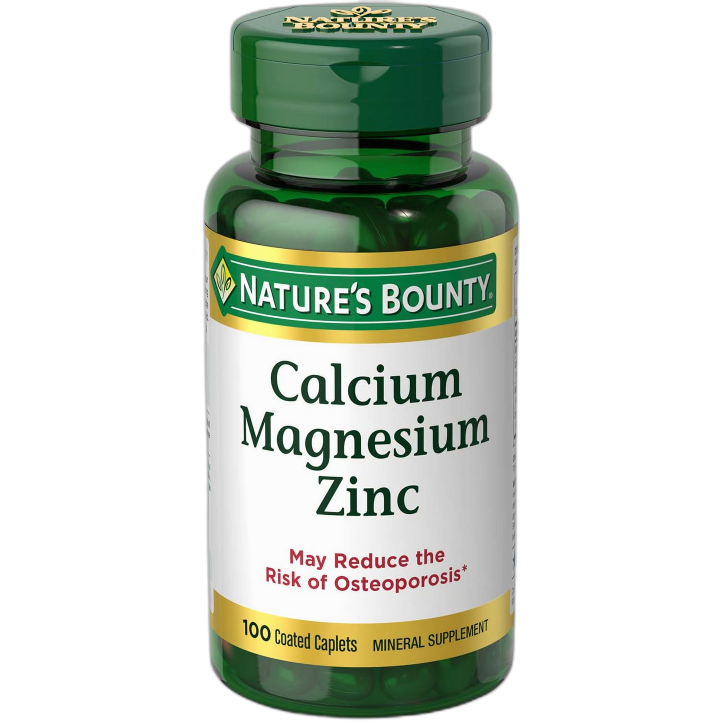 Nature's Bounty Calcium Magnesium & Zinc Caplets, Immune & Supporting Bone Health, 100 Count