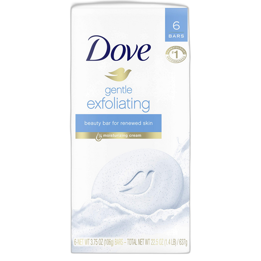 Dove Beauty Bar for Softer Skin Gentle Exfoliating More Moisturizing Than Bar Soap 3.75 oz 6 Bars