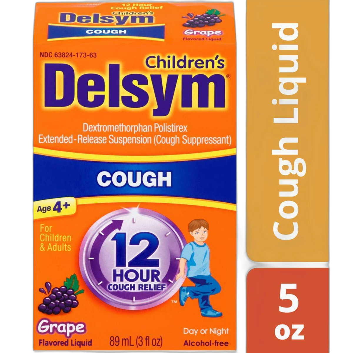 Delsym 12 Hr Children's, Cough Relief Liquid, Grape, 5oz